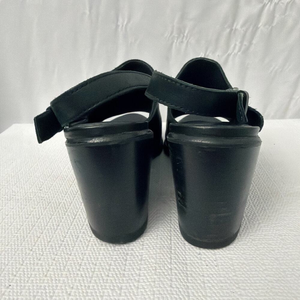 Sorel Sandals Black Leather Women’s Size 7.5 Nadia Slingback Chunky Heel - Picture 7 of 11